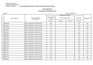 Rezultate pe evaluare națională – secretizate(pe baza codurilor) 2022